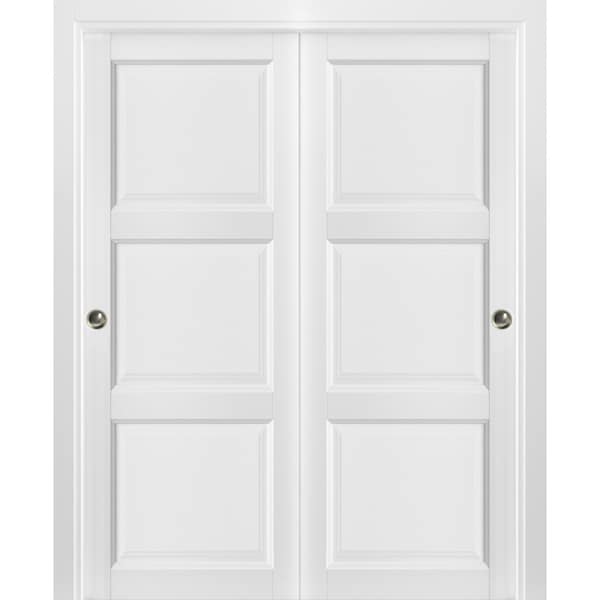 Sartodoors Closet Bypass Interior Door, 64" x 80", White LUCIA2661DBD-BEM-64 - main